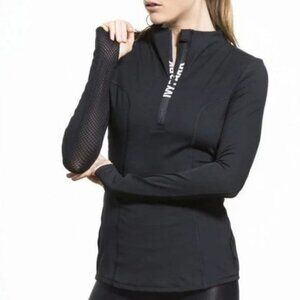 Ivy Park Black Longsleeve High Neck 1/4 Zip Top w/ Mesh Detail Size XS